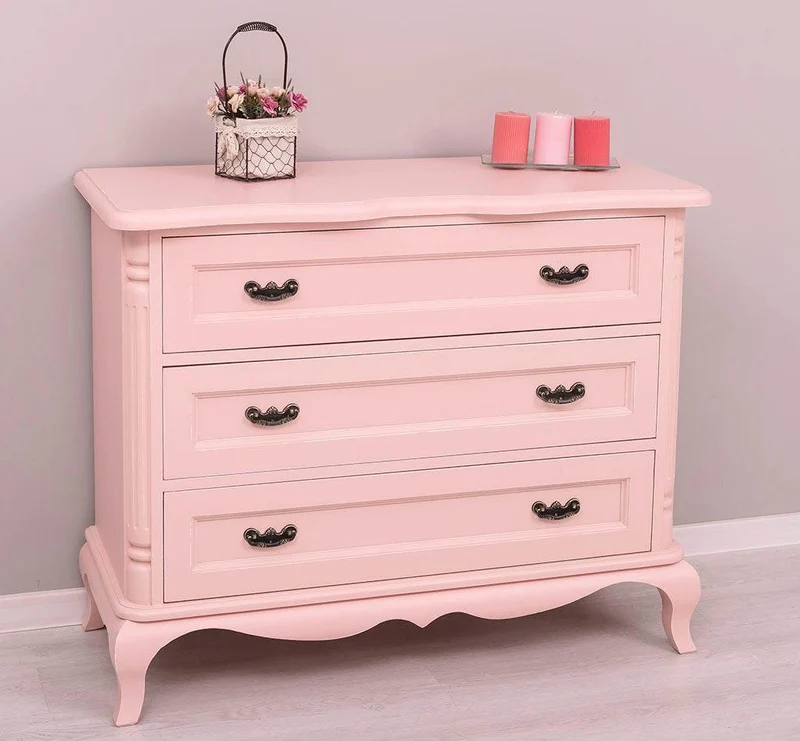 Vintage Sideboard aus Massivholz mit 3 Schubladen | Kommode mit geschwungenen Füßen