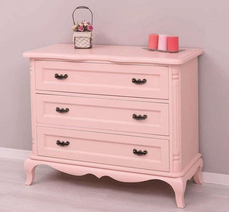 Vintage Sideboard aus Massivholz mit 3 Schubladen | Kommode mit geschwungenen Füßen