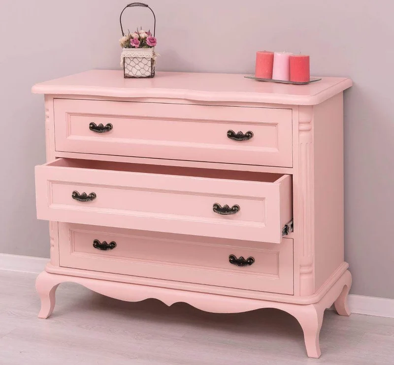 Vintage Sideboard aus Massivholz mit 3 Schubladen | Kommode mit geschwungenen Füßen