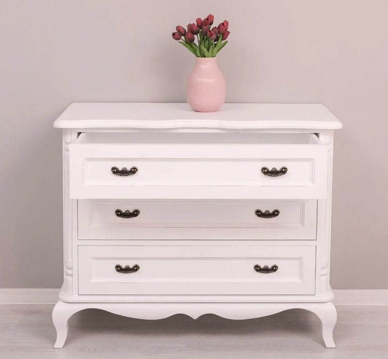Vintage Sideboard aus Massivholz mit 3 Schubladen | Kommode mit geschwungenen Füßen