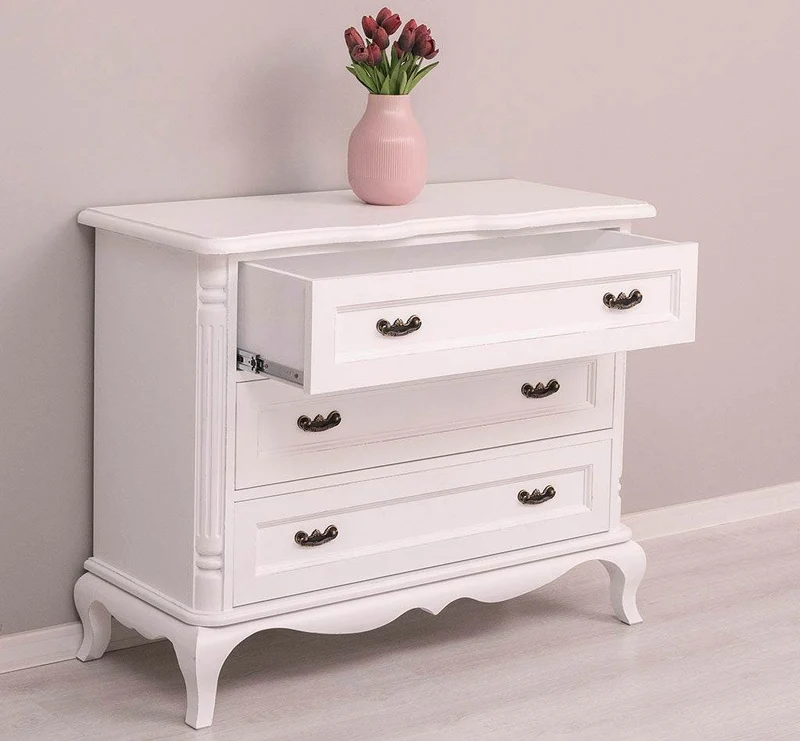 Vintage Sideboard aus Massivholz mit 3 Schubladen | Kommode mit geschwungenen Füßen