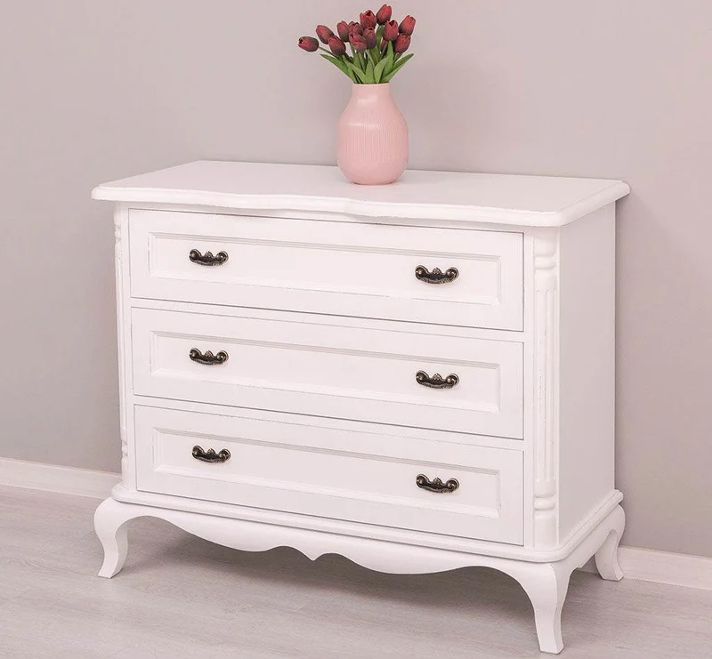 Vintage Sideboard aus Massivholz mit 3 Schubladen | Kommode mit geschwungenen Füßen
