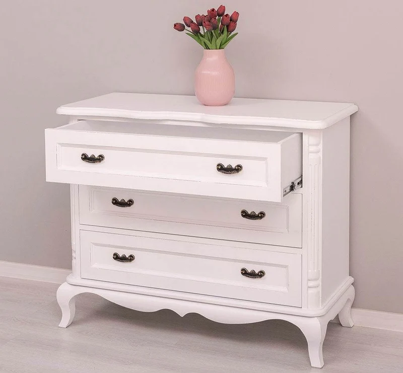 Vintage Sideboard aus Massivholz mit 3 Schubladen | Kommode mit geschwungenen Füßen