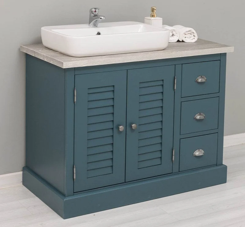 Waschbeckenunterschrank Provence aus Massivholz mit Lamellentüren