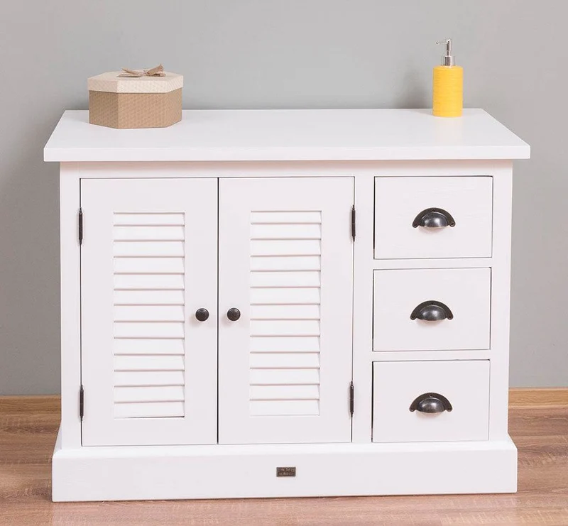 Waschbeckenunterschrank Provence aus Massivholz mit Lamellentüren
