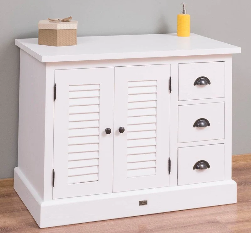 Waschbeckenunterschrank Provence aus Massivholz mit Lamellentüren