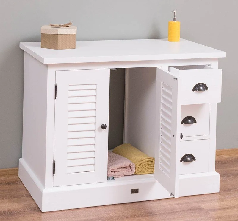 Waschbeckenunterschrank Provence aus Massivholz mit Lamellentüren