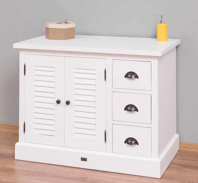 Waschbeckenunterschrank Provence aus Massivholz mit Lamellentüren