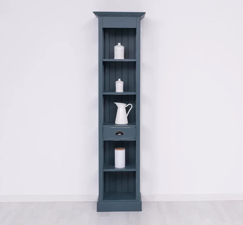 Schmales Regal aus Massivholz mit Schublade | Handtuchschrank | Küchenschrank