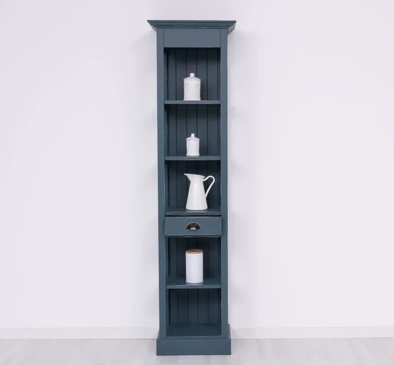 Schmales Regal aus Massivholz mit Schublade | Handtuchschrank | Küchenschrank