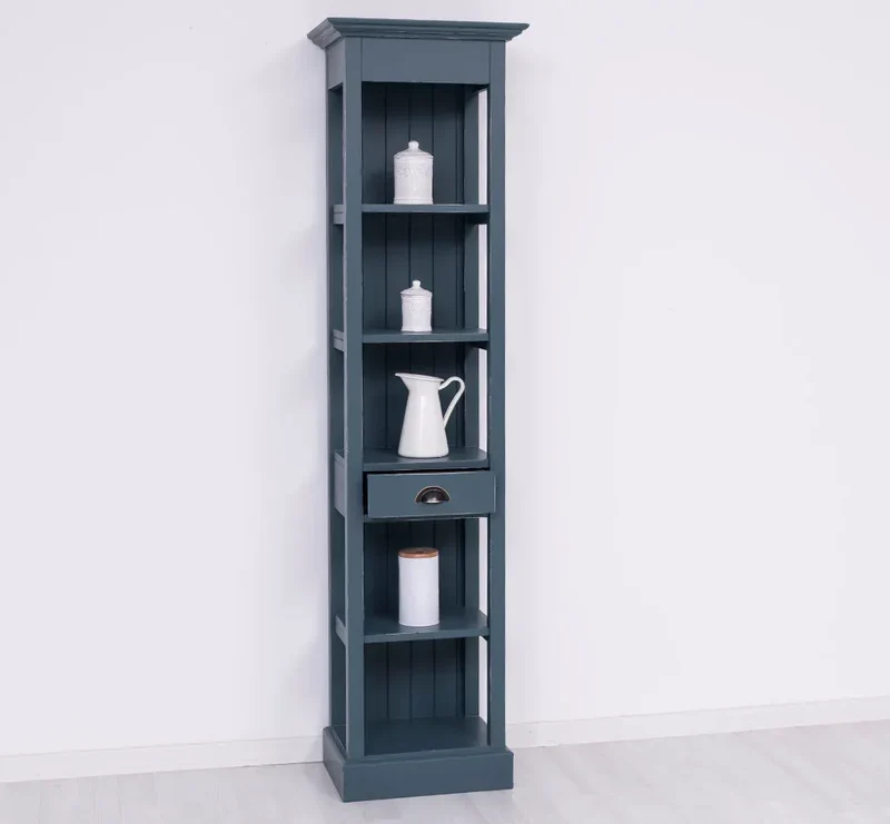 Schmales Regal aus Massivholz mit Schublade | Handtuchschrank | Küchenschrank