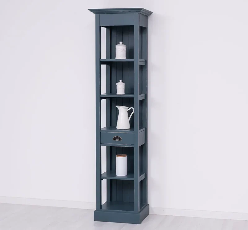 Schmales Regal aus Massivholz mit Schublade | Handtuchschrank | Küchenschrank