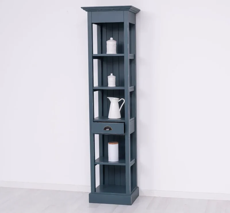 Schmales Regal aus Massivholz mit Schublade | Handtuchschrank | Küchenschrank