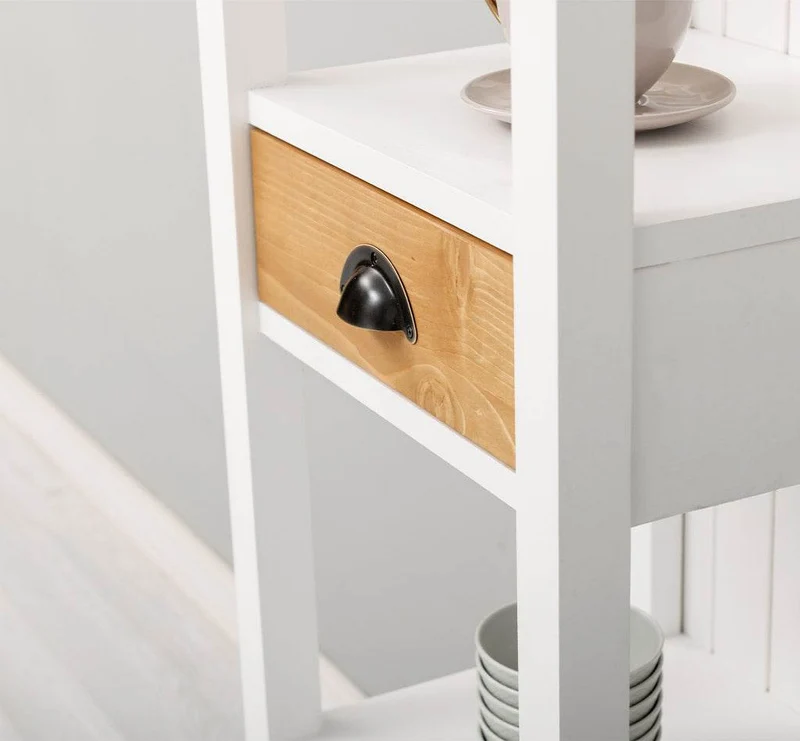 Schmales Regal aus Massivholz mit Schublade | Handtuchschrank | Küchenschrank