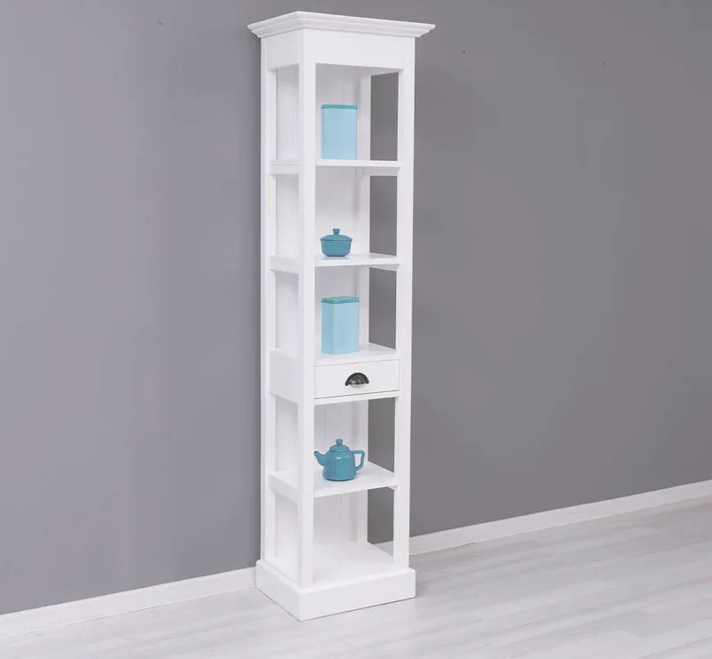 Schmales Regal aus Massivholz mit Schublade | Handtuchschrank | Küchenschrank