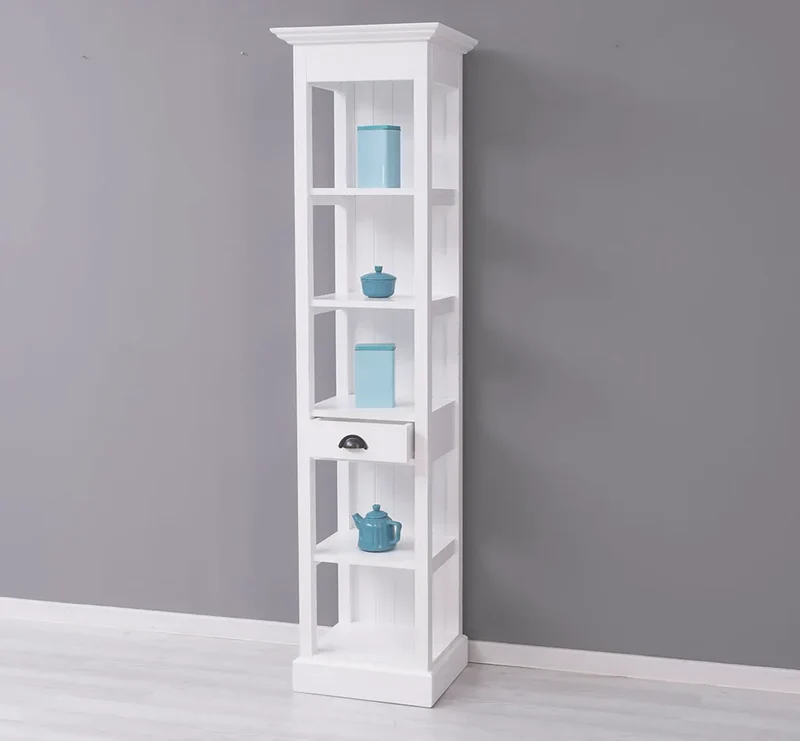 Schmales Regal aus Massivholz mit Schublade | Handtuchschrank | Küchenschrank