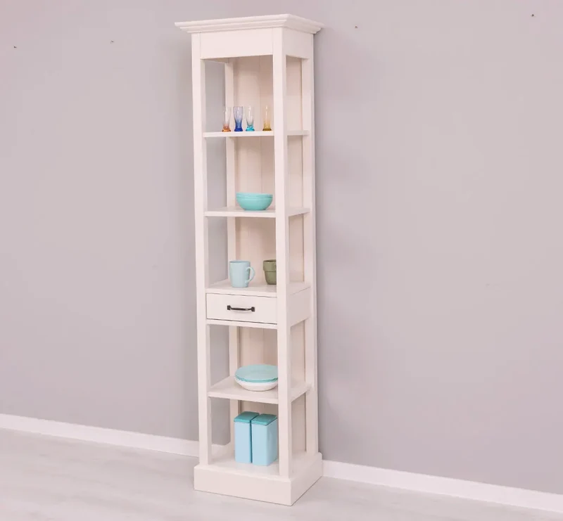 Schmales Regal aus Massivholz mit Schublade | Handtuchschrank | Küchenschrank