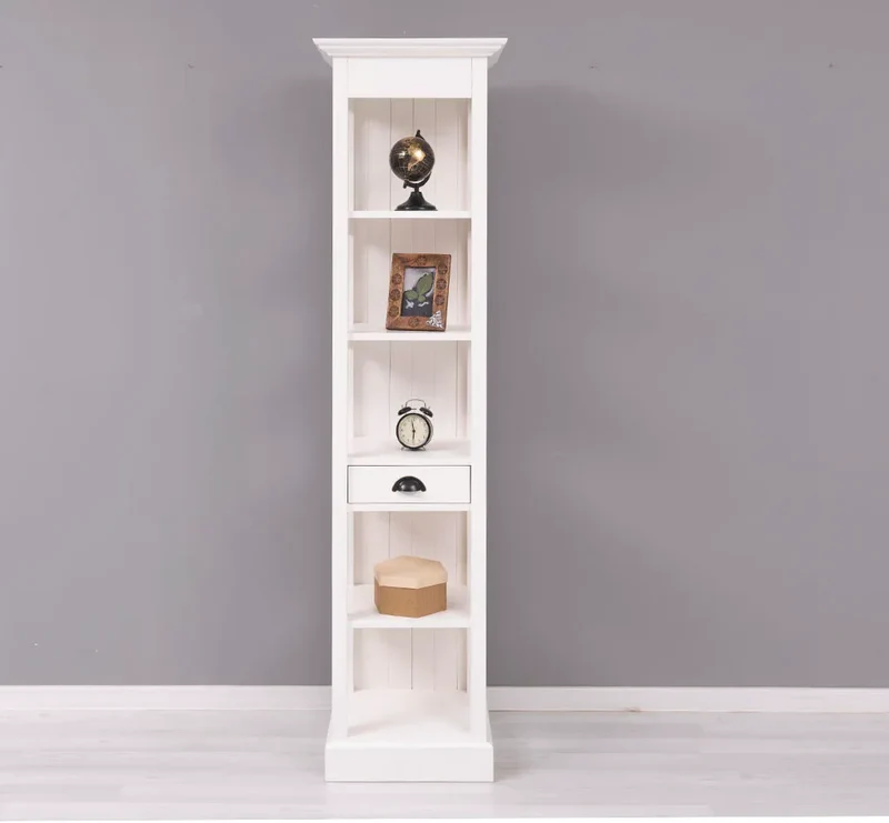 Schmales Regal aus Massivholz mit Schublade | Handtuchschrank | Küchenschrank