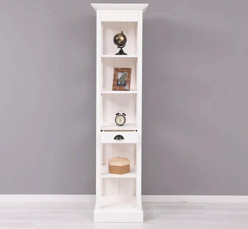 Schmales Regal aus Massivholz mit Schublade | Handtuchschrank | Küchenschrank
