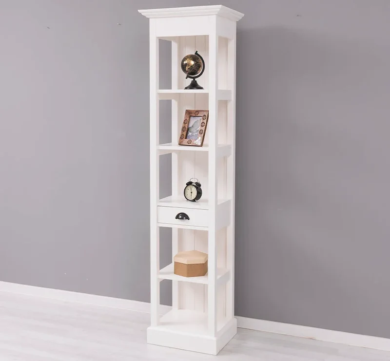 Schmales Regal aus Massivholz mit Schublade | Handtuchschrank | Küchenschrank