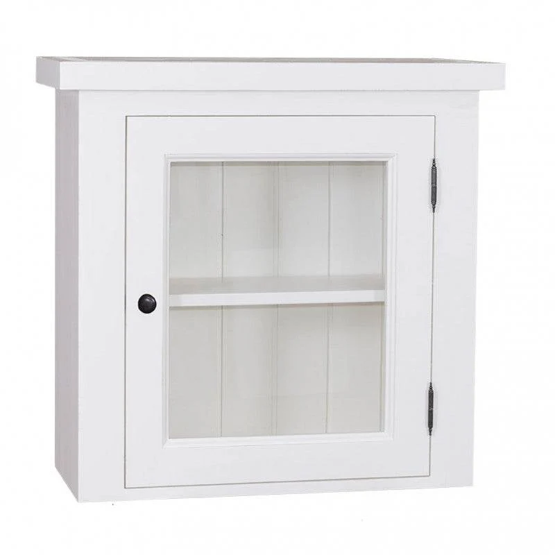 Kleiner Hängeschrank aus Massivholz mit Glastür