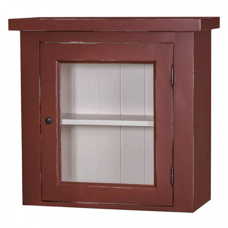 Kleiner Hängeschrank aus Massivholz mit Glastür