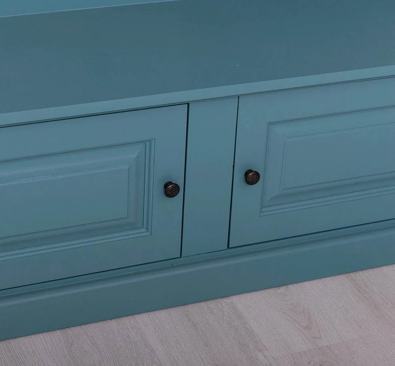 Garderobe aus Massivholz mit 6 Haken und 2 Staufächern unifarben