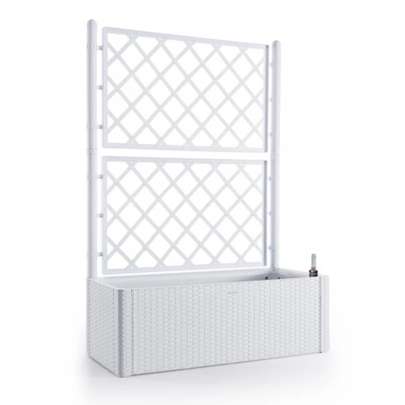 XL Spaliere / Pflanzkasten Rattan-Optik in Weiß (Größe wählbar)
