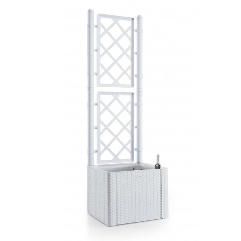 XL Spaliere / Pflanzkasten Rattan-Optik in Weiß (Größe wählbar)