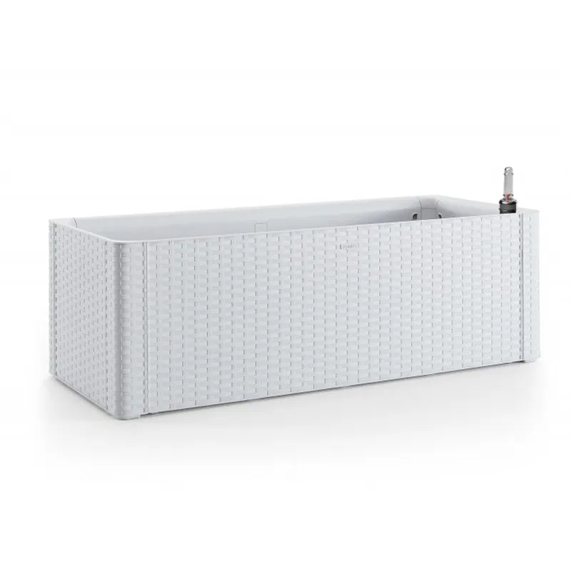 XL Spaliere / Pflanzkasten Rattan-Optik in Weiß (Größe wählbar)