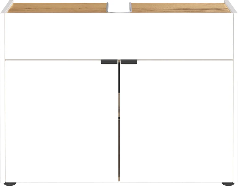 Unterschrank 80x34x60 cm stoßfest mit Siphonaussparung und Easy-Clean-Oberfläche