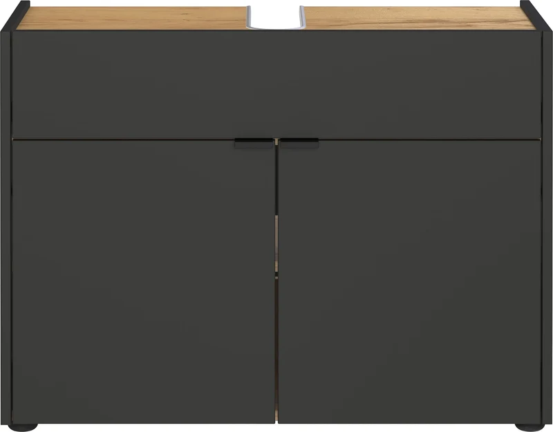 Unterschrank 80x34x60 cm stoßfest mit Siphonaussparung und Easy-Clean-Oberfläche