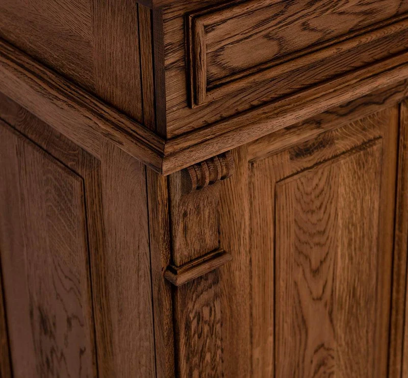 Waschbeckenunterschrank aus massiver Eiche | Waschtisch mit Doppeltür