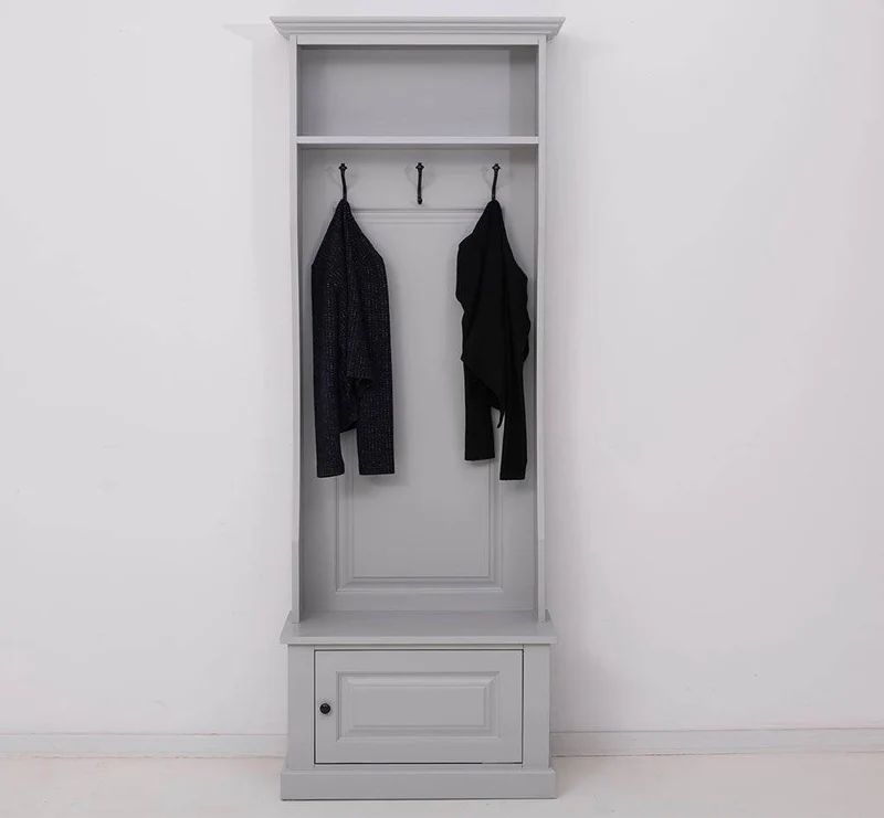 Schmale Garderobe aus Massivholz mit 3 Haken - in verschiedenen Farben