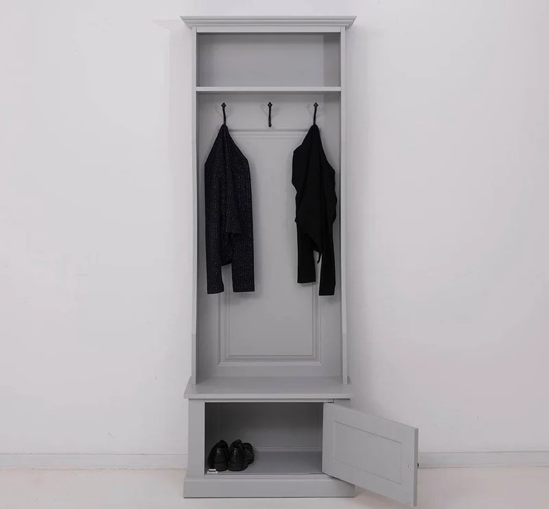 Schmale Garderobe aus Massivholz mit 3 Haken - in verschiedenen Farben