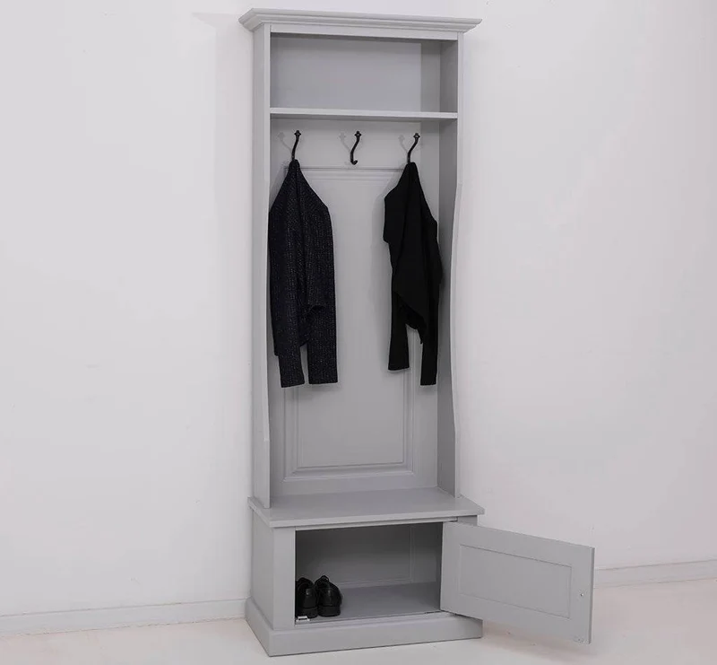 Schmale Garderobe aus Massivholz mit 3 Haken - in verschiedenen Farben