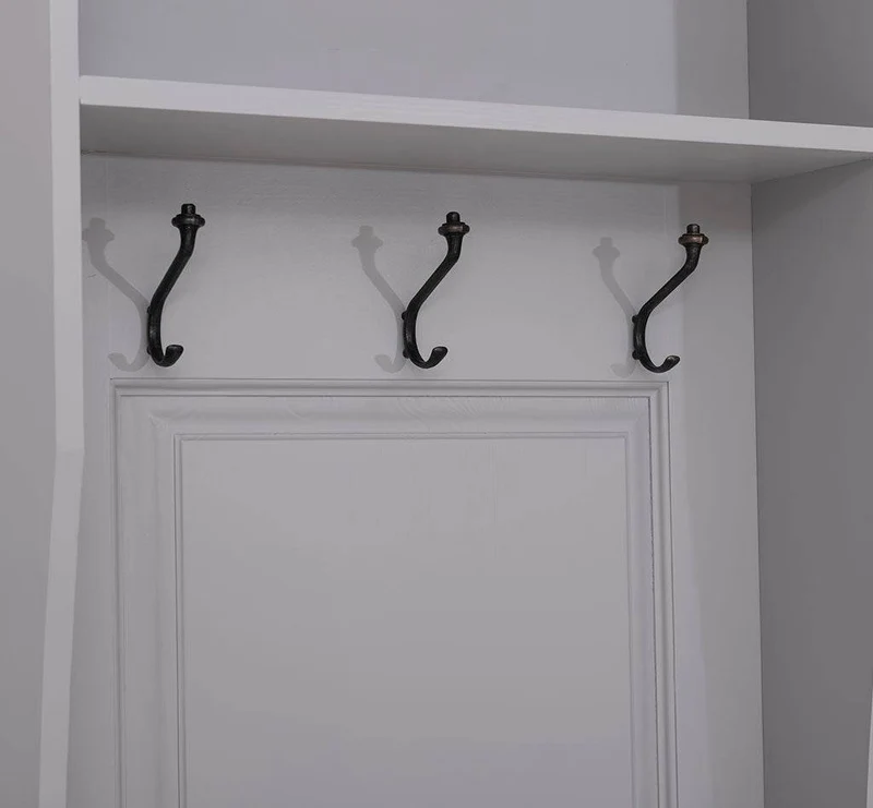 Schmale Garderobe aus Massivholz mit 3 Haken - in verschiedenen Farben