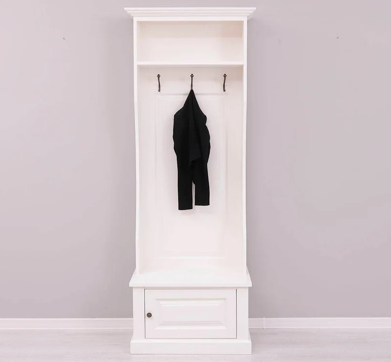 Schmale Garderobe aus Massivholz mit 3 Haken - in verschiedenen Farben