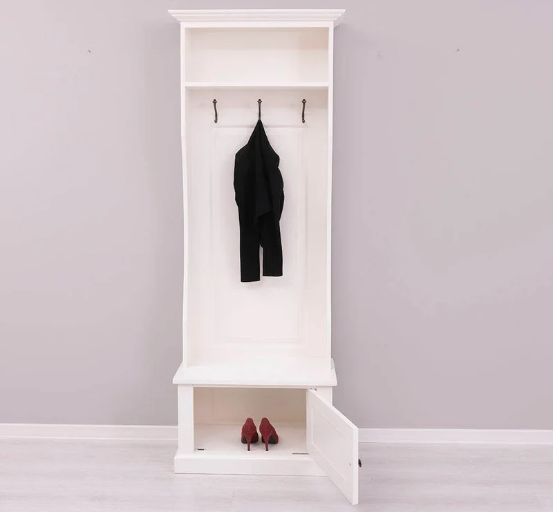 Schmale Garderobe aus Massivholz mit 3 Haken - in verschiedenen Farben