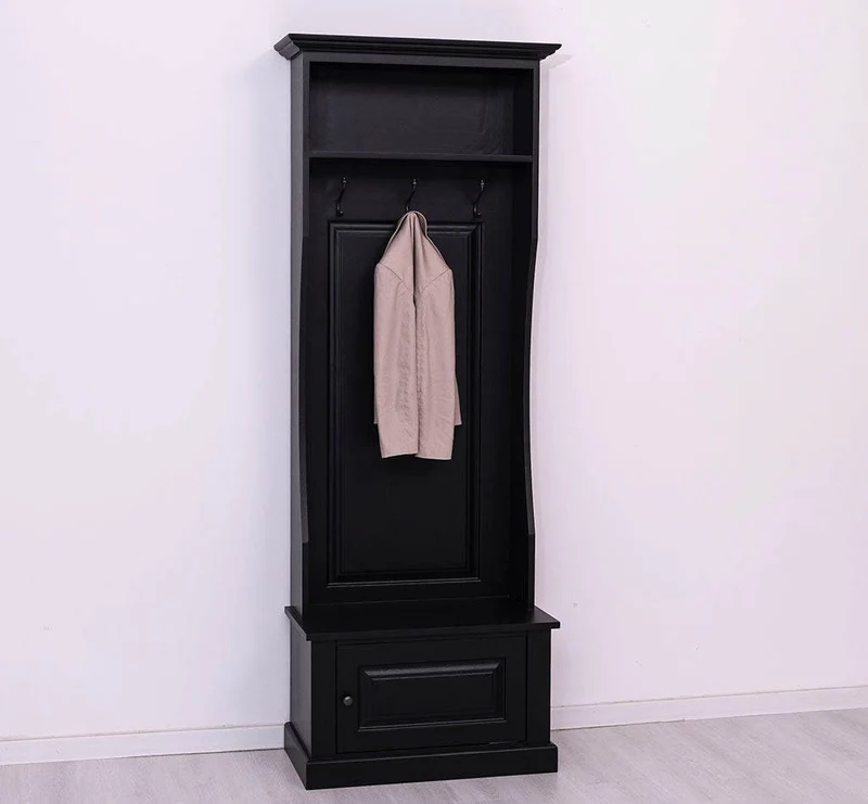 Schmale Garderobe aus Massivholz mit 3 Haken - in verschiedenen Farben