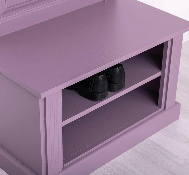 Schmale Garderobe aus Massivholz mit Ablage und 3 Haken uni