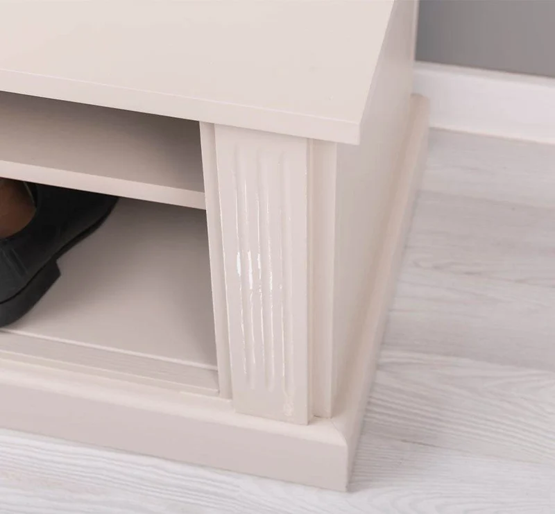 Schmale Garderobe aus Massivholz mit Ablage und 3 Haken uni