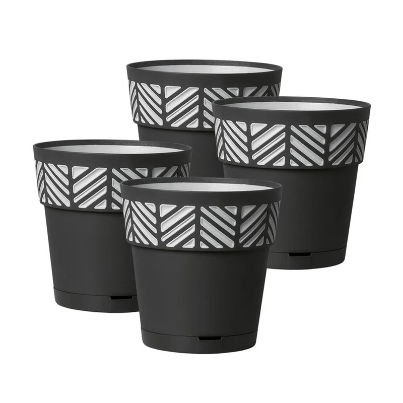 Set: 4 x Pflanztöpfe "Orfeo" 20x20 cm (Farbe wählbar)