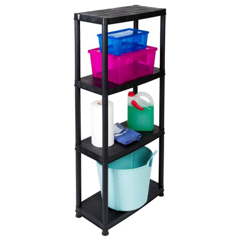 Set: 4 x PRIMO - Kunststoffregal 12 Zoll (Schwarz)