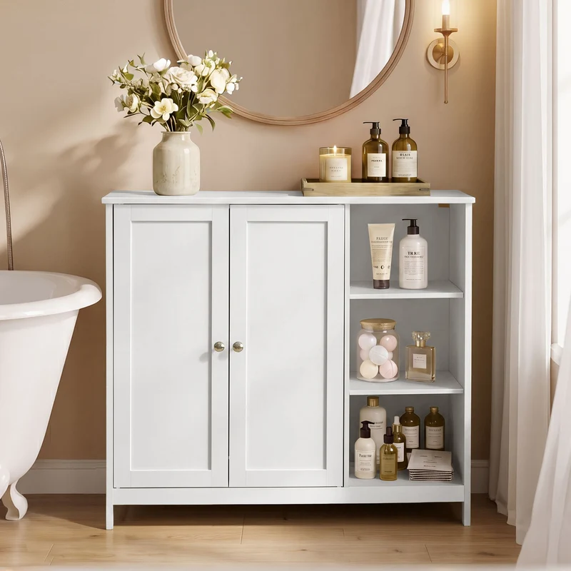 Badezimmerschrank mit offenen Fächern