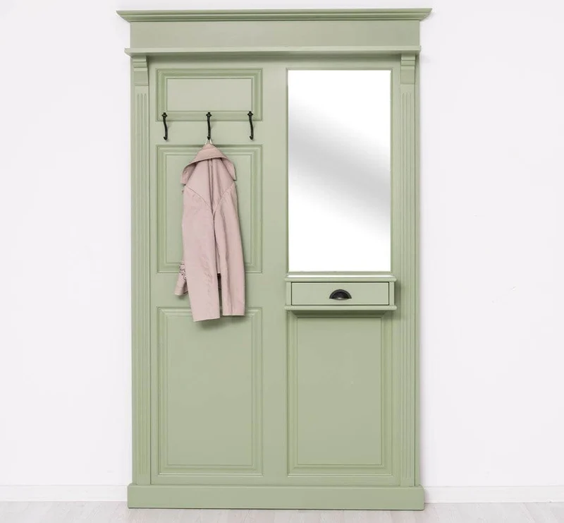 Garderobe aus Massivholz mit Spiegel und Ablage