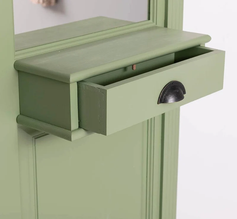 Garderobe aus Massivholz mit Spiegel und Ablage