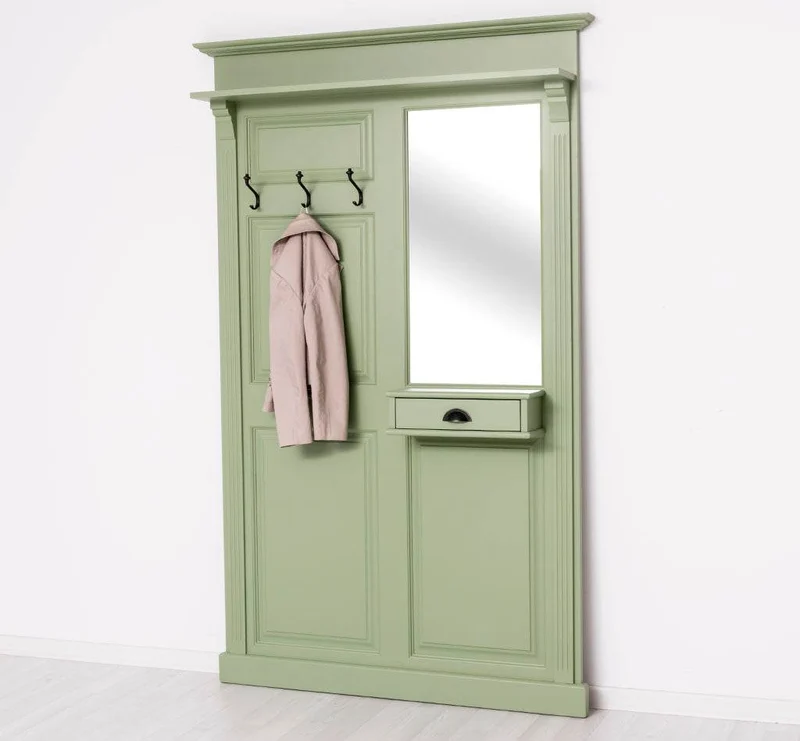 Garderobe aus Massivholz mit Spiegel und Ablage