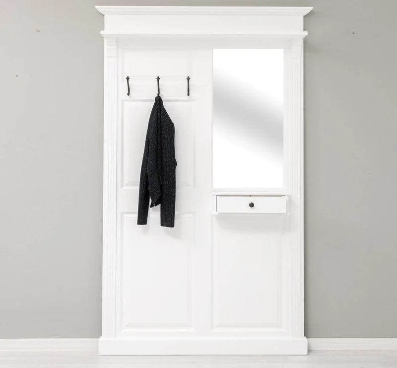 Garderobe aus Massivholz mit Spiegel und Ablage