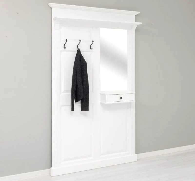 Garderobe aus Massivholz mit Spiegel und Ablage